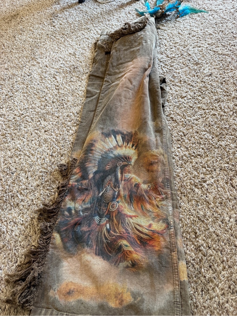Boho Fringe Wide-Leg Women's Pants in Brown NWT S/M - Picture 2 of 8